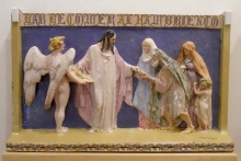 Boceto de la Entrada de Jesús en Jerusalen. 1947, escayola, parte patinDar de comer al hambriento. 1922, cerámica policromada vidriada. Foto Archivo Fundación Mariano Benlliure