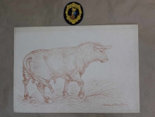 Toro. Dibujo falso con firma apócrifa "Mariano Benlliure". Foto Archivo Subrupo Patrimonio de la Policía Nacional adscrita a la Comunidad Valenciana