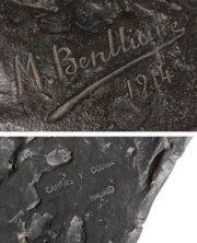 Mariano Benlliure, Primeros pasos, bronce, 1914, detalle de la firma y marca del fundidor.  Foto Archivo Fundación Mariano Benlliure
