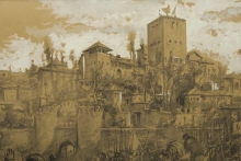 Rendición de Granada, detalle del fondo con la Alhambra © Archivo Fundación Mariano Benlliure, Foto S. Mijangos